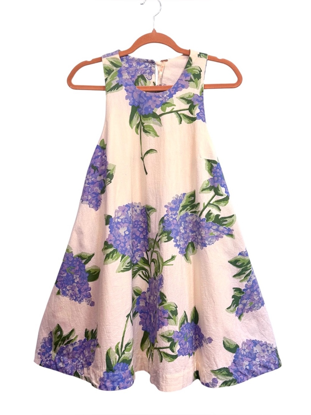 Free People Susie Hydrangea mini dress with keyhole back, size small